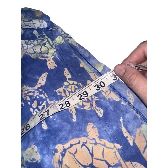 Vintage Rum Reggae Womens Short Sleeve Mini Dress Sz M Blue Green Sea Turtle - Picture 7 of 7